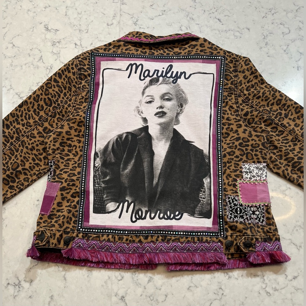 Marilyn tshirt patchwork collage upcycled Jean ja… - image 9